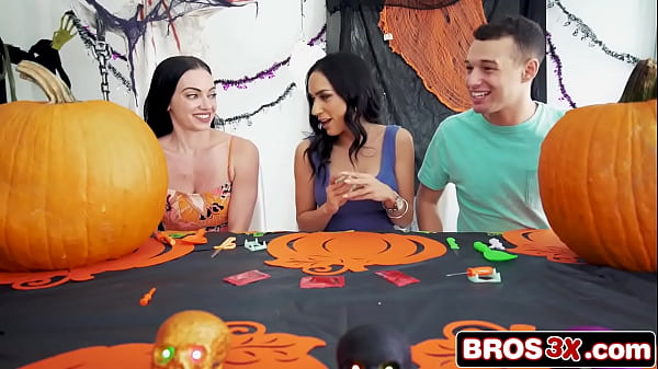 Halloween Horror Turns Hot as Son Drills Pumpkin-Clad MILF