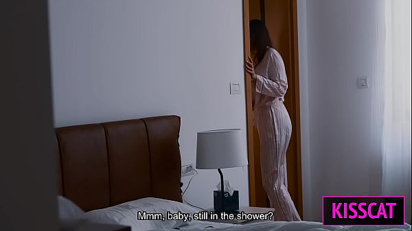 oops… Step son cums inside in blindfolded Step mom while husband showering at next door!